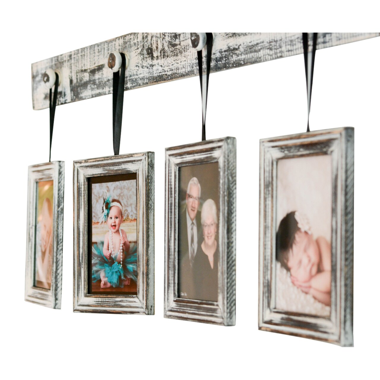 TX USA Corporation Classic Design Wood Wall Photo Frame with Hanging Hooks, Set Of 3 - White Wash